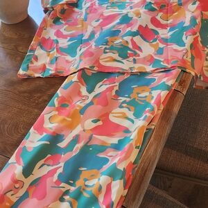Colorful Abstract Print Top and Pants Set